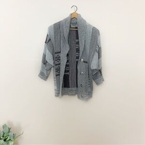 [Ecote] Medium Beige, Gray & Brown Snap Button Aztec Neutral Knit Sweater